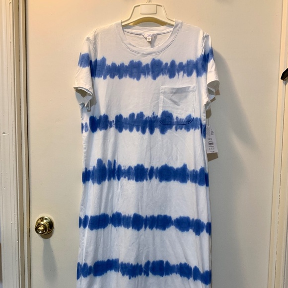 Time & Tru Long White and Blue Tie Dye T-Shirt Dress Size L /12-14 - NWT - Picture 5 of 6